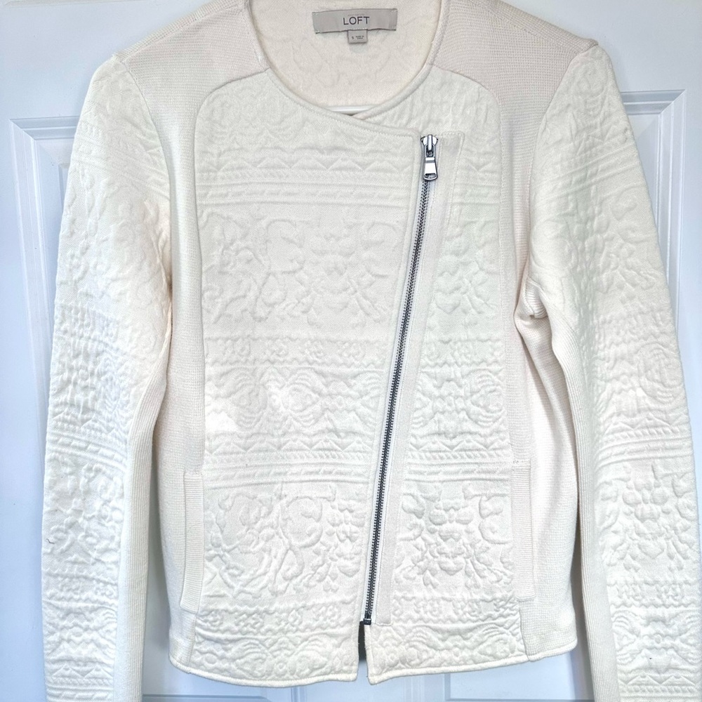 LOFT Cream Textured Jacket